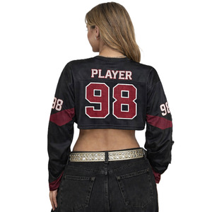 Camiseta Deportiva Corta de Fútbol Americano para Mujer, de Malla de Poliéster Transpirable, Manga Larga, Estilo Urbano, Personalizable con Marca Privada OEM - Product Image 4