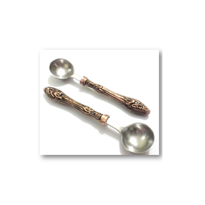 Ensemble de 3 cuillères à dessert décoratives en acier inoxydable de luxe avec perles dorées et foncées, compatibles lave-vaisselle et durables - Product Image 2