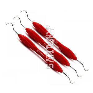 Micro escalador dental de Hoz, mango de silicona, removedor de cálculo periodontal, juego ergonómico de 10 instrumentos dentales de acero inoxidable - Product Image 4