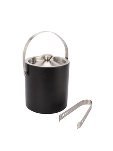 Black Metal Ice <b>Bucket</b> <b>with</b> <b>Lid</b> and Tongs Party Accessory in best price - Product Image 4