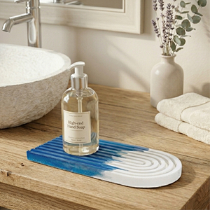 Bebox Ripple Cement Tray 170x84x10mm White Minimalist Storage For Bathroom Living Room Jewelry <b>Tools</b> - Product Image 1