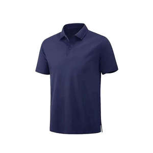 Men's <b>Blue</b> Short Sleeve <b>Polo</b> <b>Shirt</b> Solid Color Casual Button Down Collar Breathable Regular Fit Woven Cotton - Product Image 2