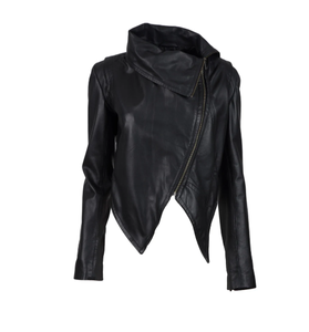 Men's <b>Black</b> PU Leather Jacket <b>Turtleneck</b> Zipper Closure Slim Fit Moto Biker Style Autumn Wear Short Length - Product Image 6