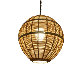Luminaire suspendu en rotin pour intérieur, style rétro, rond, pour la décoration des salles de mariage - Product Image 6