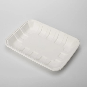 Eco-Friendly Disposable <b>Meat</b> Tray Biodegradable Compostable Takeaway Food 10x6 Inches Rice Curry Noodles Pasta Microwave Safe - Product Image 1