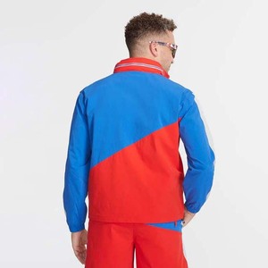 <b>Men's</b> Color Blocking Track <b>Jacket</b> Set Red Blue White <b>Summer</b> Sporty Quick Dry Knitted Outerwear Short Sleeve Two Piece - Product Image 3