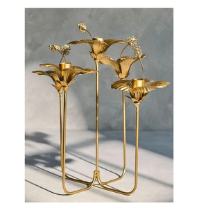 Ensemble de 3 porte-bougies design en métal, finition dorée, haute qualité, écologiques, best-sellers, fournisseur d'Inde - Product Image 2