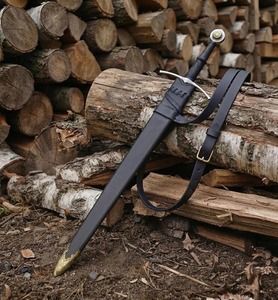 Épée médiévale de type XIV avec fourreau |   Lame de chevalier en acier carbone 5160 forgée à la main - Product Image 2