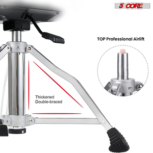 Silla de batería de aleación de 5 núcleos con cojín de 4 pulgadas, taburete acolchado con respaldo, altura ajustable con elevación neumática, capacidad de 250 lb, China - Product Image 4