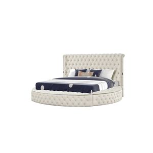Camera da letto color crema in stile moderno nocciola con porte USB realizzate con Set Wood-4PC - Product Image 4