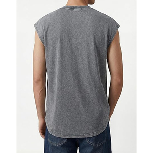 เสื้อกล้ามผู้ชาย คอกลม สีพื้น ผ้าถักลำลอง ผ้าฝ้าย สีเทา สไตล์วินเทจ - Product Image 2