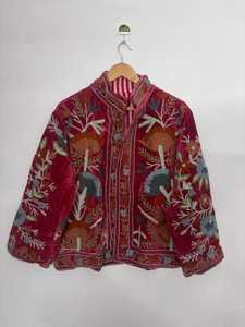 Velvet Suzani Embroidered <b>Jacket</b> Boho <b>Kantha</b> Quilt Coat Handmade Coat Floral Embroidered Velvet <b>Jacket</b> - Product Image 6