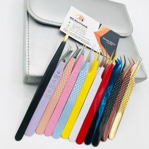 Pince à épiler professionnelle Hello Kitty Extension de cils couleur personnalisée poignée en diamant pointe pointue en acier inoxydable 12cm marque privée - Product Image 2