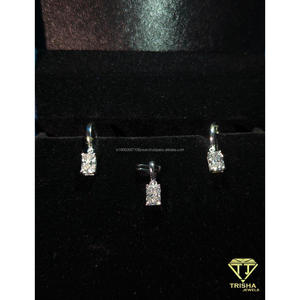 Classic Moissanite Diamond in 925 Sterling <b>Silver</b> Bridal Jewelry <b>Set</b> Princess Cut Pendant and Elegant <b>Earrings</b> By Trisha Jewels - Product Image 5