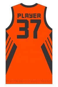 Ensemble d'uniformes de basketball personnalisés sublimés, orange et noir, col en V, sans manches, anti-transpiration, unisexe adulte - Product Image 3