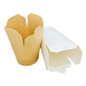 Biodegradable Food Grade Eco-friendly 2-Layer Flexo <b>Printed</b> Cylinder Self Erecting Kraft Paper Disposable Lunch & Bento Box - Product Image 6