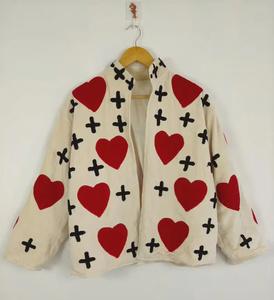 Handcrafted Unisex Vintage Boho Velvet Bomber Jacket Mandarin Collar Hand Embroidered Open Front Short <b>Coat</b> - Product Image 2