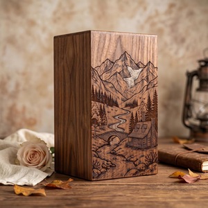 Personalized Eco-Friendly Durable Wooden Mountain Urn Rustic Nature Cremation <b>Memorial</b> <b>Box</b> for Outdoor Lovers - Product Image 5