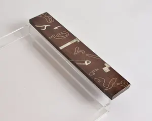 Plateau de service rectangulaire artisanal rustique en bois/acrylique de style arabe pour le thé, le café, les aliments et les fêtes - Product Image 4