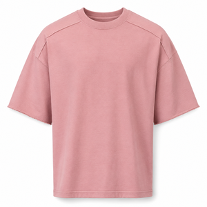 เสื้อยืดคอตตอนคอกลมแขนสั้นสีพื้นผ้าเจอร์ซีย์ถักสำหรับผู้ชายสีขาวทรงโอเวอร์ไซส์สไตล์ลำลอง - Product Image 6