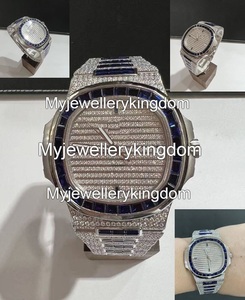 นาฬิกาข้อมือผู้ชายแบบ Iced Out Moissanite หรูหรา ประดับเพชรเต็มหน้าปัด VVS  แบบฟรอสต์  นาฬิกาควอตซ์ฮิปฮอปสุดหรู  ของขวัญเครื่องประดับสำหรับผู้ชาย - Product Image 4