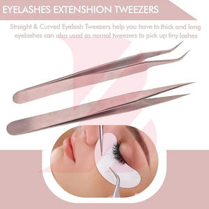 Pinzas para extensiones de pestañas, punta curva, herramientas de belleza de acero inoxidable de alta precisión para maquillaje - Product Image 5