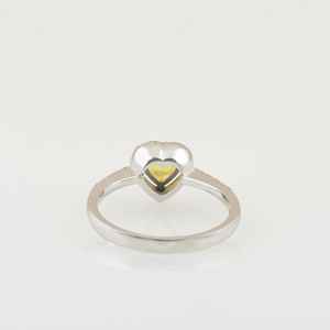 แหวนแซฟไฟร์สีเหลืองรูปหัวใจประดับเพชร ของขวัญสำหรับเธอ คริสต์มาส วันครบรอบ คำสัญญา เครื่องประดับชั้นดี - Product Image 3