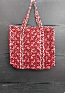 Sac fourre-tout matelassé en coton pour femme, imprimé vintage, grand format, doublure en toile lavable, petit sac à bandoulière pour le marché/l'épicerie, usage quotidien - Product Image 2