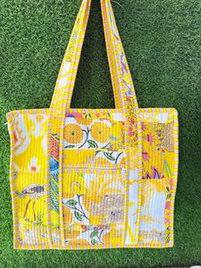 Yellow patch mahjong <b>bag</b> handmade cotton quilted zipper pouch floral <b>patchwork</b> storage organizer cosmetic makeup travel utility - Product Image 5