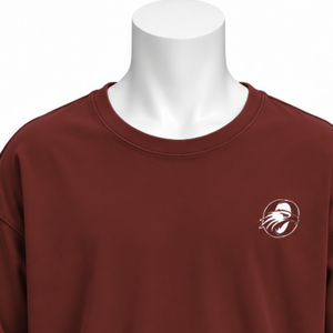 Rust <b>Red</b> Reversed LS Tee Oversized <b>Long</b> <b>Sleeve</b> Cotton T Shirt Relaxed Drop Shoulder Vintage Washed Unisex Casual Streetwear <b>Top</b> - Product Image 3