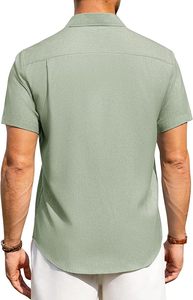 Cortex Linen Mens Linen Shirts Short Sleeve <b>Button</b> Down Shirts Wrinkle Free Casual Vacation Beach Summer Tops Breathable Shirt - Product Image 4