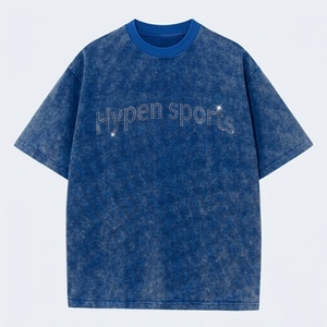 T-shirts de sport oversize pour hommes, en coton, avec impression graphique en relief, effet délavé à l'acide, pour la gym et le fitness, Fabricant - Product Image 2
