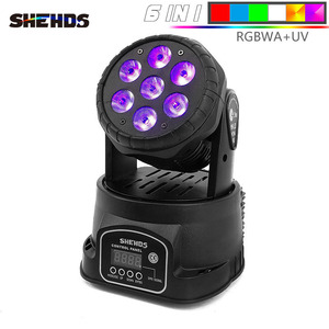 ไฟดิสโก้ SHEHDS 6in1 RGBWAUV สำหรับดีเจ ระบบ DMX512 มินิ LED Moving Head สำหรับ KTV คลับ บาร์ - Product Image 2