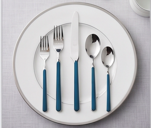 Ensemble de couverts finition mate avec manches en résine bleue – Vaisselle élégante pour fêtes, restaurants et usage domestique quotidien - Product Image 1