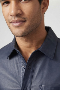Camisa de Hombre de Cuero Genuino con Botones, Camisa de Cuero Vacuno Premium, Manga Larga, Estilo Casual y de Negocios, Diseño Personalizado - Product Image 5
