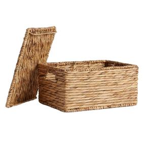 Ensemble de 3 paniers de rangement en jacinthe d'eau de haute qualité, tissés à la main avec poignée en bois du Vietnam - Product Image 4
