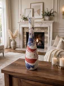 Vase de table moderne en céramique, haut, décoratif, aspect marbre, pour salon et décoration de mariage - Product Image 1