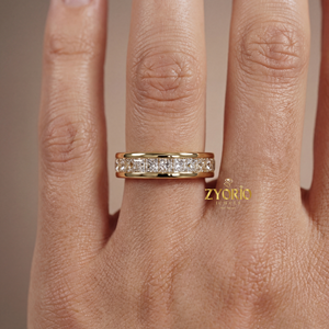 Bague de Fiançailles et Alliance Éternité de Luxe en Argent 925 avec Diamant de Laboratoire Taille Princesse, Sertissage Griffe, pour Femme et Homme - Zyorio - Product Image 5