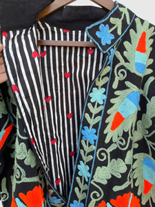 Veste en coton brodée à la main avec des motifs floraux, col rabattu, manches longues, style Prairie Chic, manteau d'automne pour femmes - Product Image 2