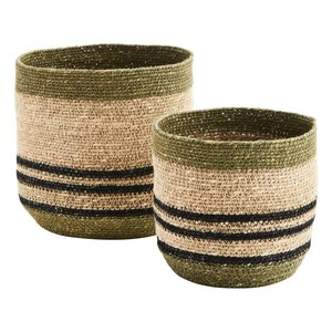 Juego de 3 Macetas de Mimbre Tejidas a Mano con Diseño de Rayas, Decoración para Hogar y Jardín - Product Image 2
