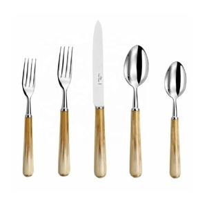 ชุดมีดสแตนเลสลายแกะสลักเขาควาย ขายดี ขัดเงาด้วยมือ ด้ามจับทำจากเขาธรรมชาติ ชุดมีดแบบดั้งเดิม ขัดเงา สำหรับใช้ในครัวเรือน - Product Image 2