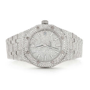 Reloj de Cuarzo para Hombre de Acero Inoxidable con Moissanita Iced Out y Diamantes VVS, Estilo Hip Hop, Correa de 20mm y Esfera de Cristal - Product Image 1