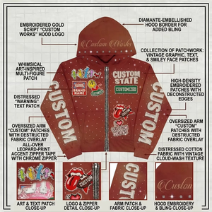 Custom Embroidery <b>Zip</b> <b>up</b> Rhinestone Graphic <b>crop</b> Hoodie Sweatpants Flared Acid Wash tracksuit Mens Hoodies Sweatshirt Sets - Product Image 5