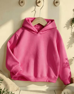 Pink Girls Hoodie Sweatshirt Pullover Hooded Long Sleeve Crew Neck Casual Wear - Product Image 6