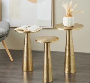 Ensemble de tables basses rondes en laiton Design Winner, mobilier de salon contemporain, tables d'appoint en métal faites à la main, design gigogne - Product Image 3