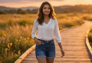 Shorts en jean à revers pour femmes de haute qualité, pour un usage quotidien décontracté, provenant d'un fournisseur indien au meilleur prix. - Product Image 2
