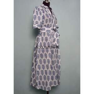 Robes midi décontractées en coton pour femmes avec poches, coupe confortable, pour tous les jours, tissu en coton doux à motif floral, design en forme de A - Product Image 5