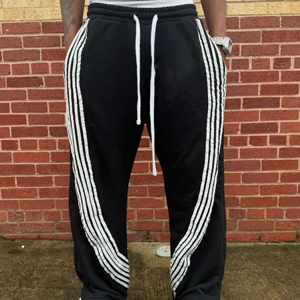Men's Polyester/Nylon Casual Oversized Baggy <b>Stack</b> Wide Leg Flare for Wash Sweatpants Elastic Waist French Terry Straight Leg - Product Image 4
