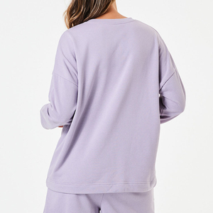Sudadera de Punto para Mujer, Cuello Redondo, Manga Larga, Talla Grande, Color Sólido, Transpirable, 100% Algodón, para Otoño - Product Image 3