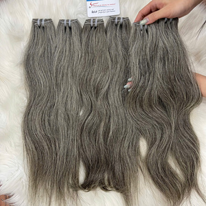 Prix de gros – Lots de cheveux naturels gris bruts, lisses, 100 % cheveux humains vietnamiens, sans nœuds, sans perte - Product Image 5